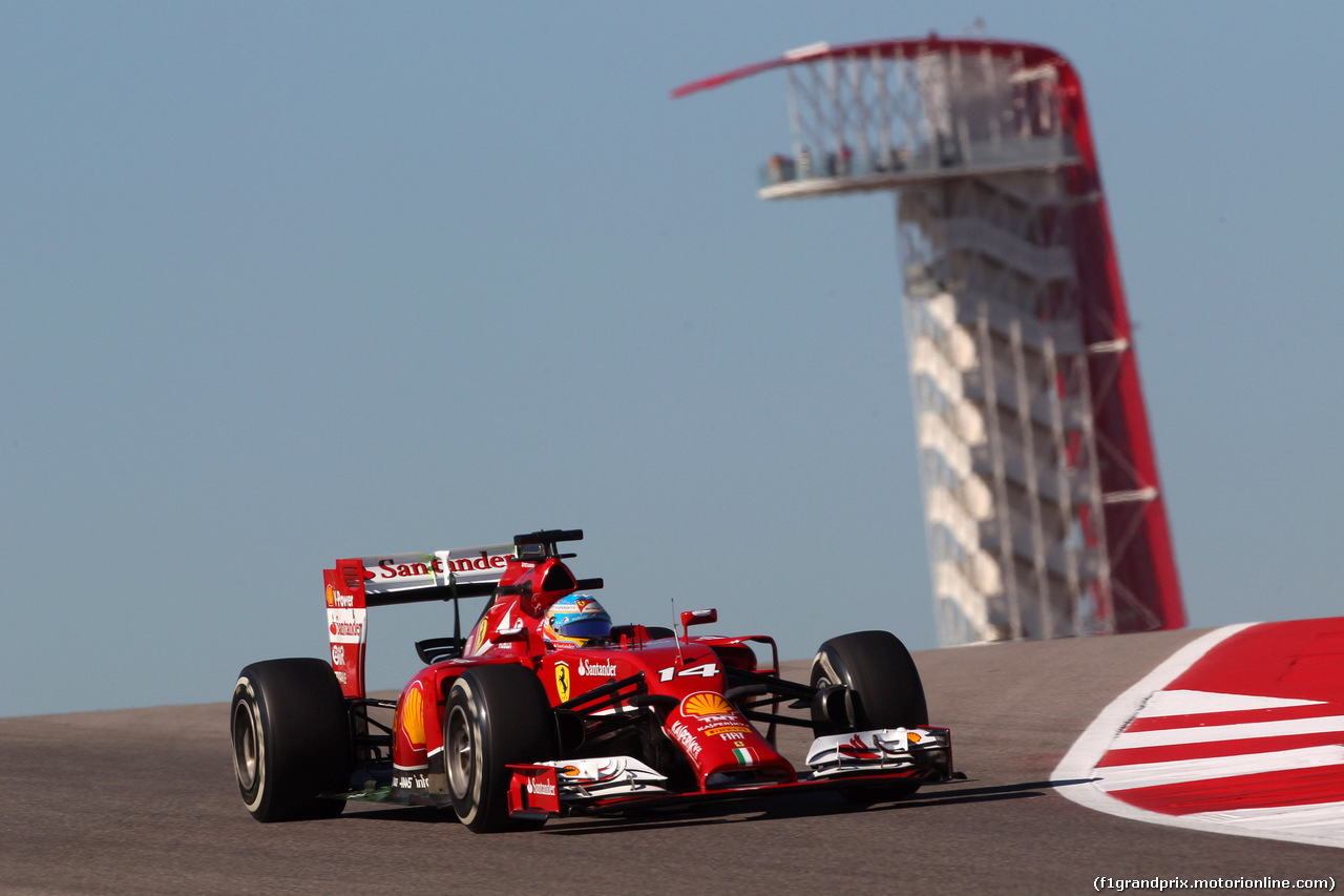 GP USA, 31.10.2014 - Prove Libere 1, Fernando Alonso (ESP) Ferrari F14-T