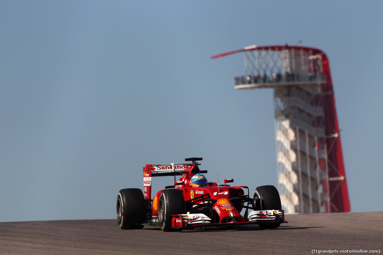 GP USA, 31.10.2014 - Prove Libere 1, Fernando Alonso (ESP) Ferrari F14-T