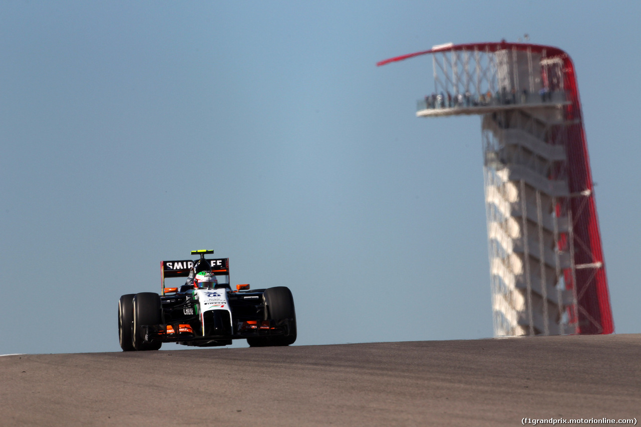 GP USA, 31.10.2014 - Prove Libere 1, Sergio Perez (MEX) Sahara Force India F1 VJM07