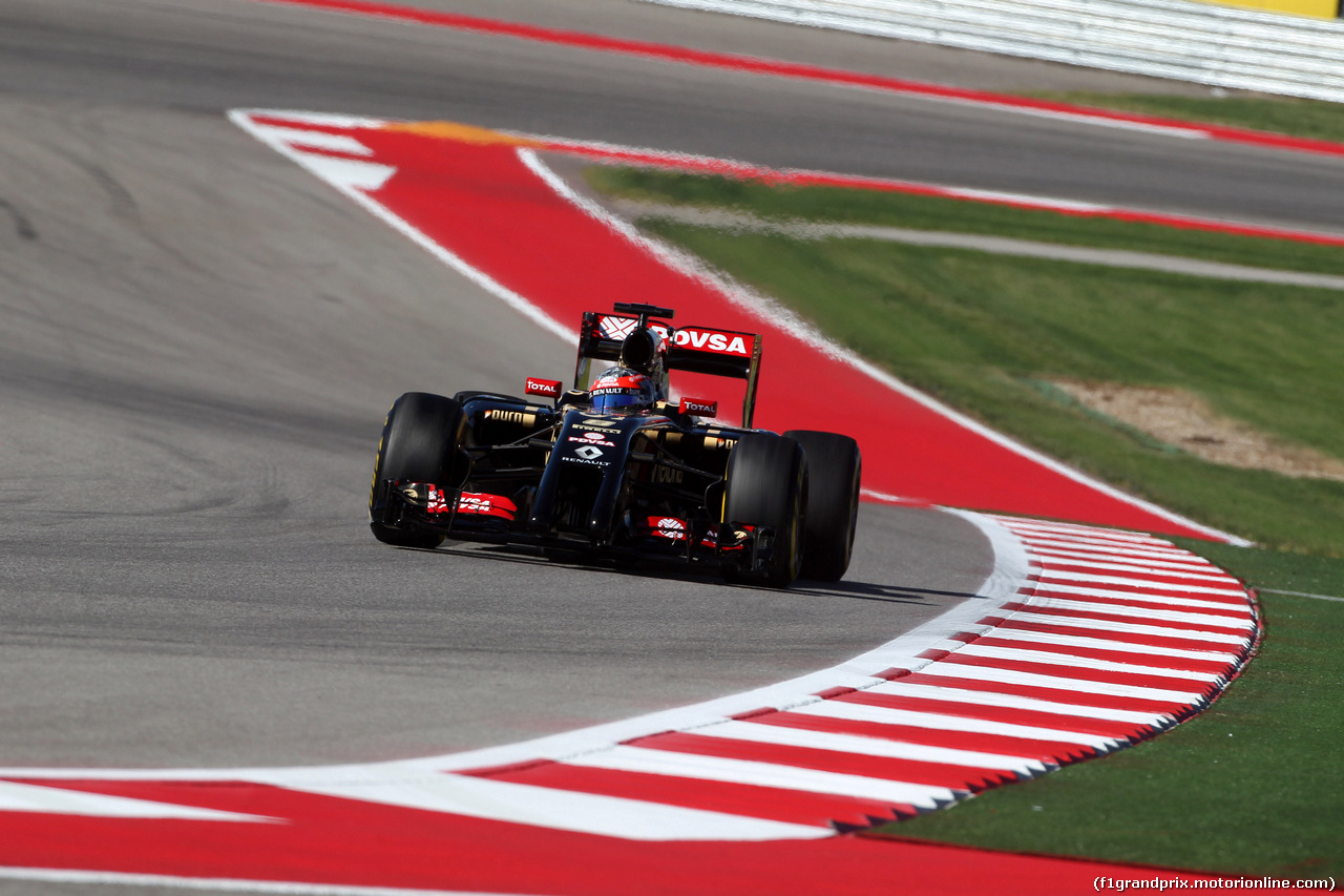 GP USA, 31.10.2014 - Prove Libere 2, Romain Grosjean (FRA) Lotus F1 Team E22