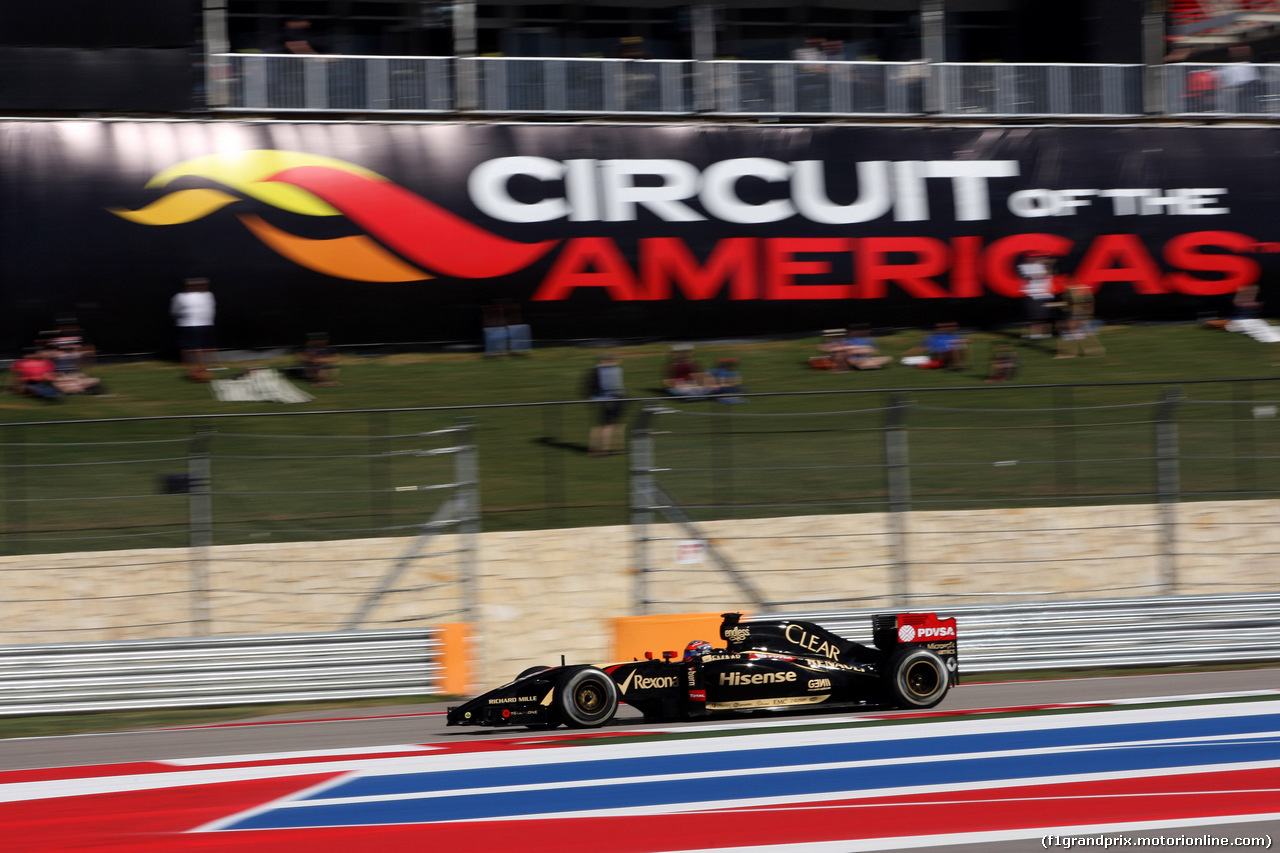 GP USA, 31.10.2014 - Prove Libere 2, Romain Grosjean (FRA) Lotus F1 Team E22