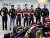 LOTUS F1 E22, (L to R): Nicolas Prost (FRA) Lotus F1 Test Driver with Pastor Maldonado (VEN) Lotus F1 Team; Romain Grosjean (FRA) Lotus F1 Team; e Charles Pic (FRA), as the F1 E22 is officially unveiled.
20.02.2014. Formula One Testing, Bahrain Test One, Day Two, Sakhir, Bahrain.