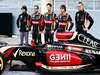 LOTUS F1 E22, (L to R): Nicolas Prost (FRA) Lotus F1 Test Driver with Pastor Maldonado (VEN) Lotus F1 Team; Romain Grosjean (FRA) Lotus F1 Team; e Charles Pic (FRA), as the F1 E22 is officially unveiled.
20.02.2014. Formula One Testing, Bahrain Test One, Day Two, Sakhir, Bahrain.