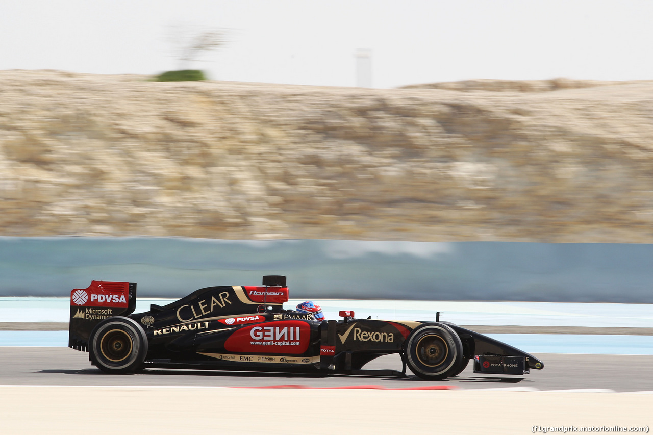 TEST F1 BAHRAIN 01 MARZO, Romain Grosjean (FRA) Lotus F1 E22.
01.03.2014. Formula One Testing, Bahrain Test Two, Day Three, Sakhir, Bahrain.