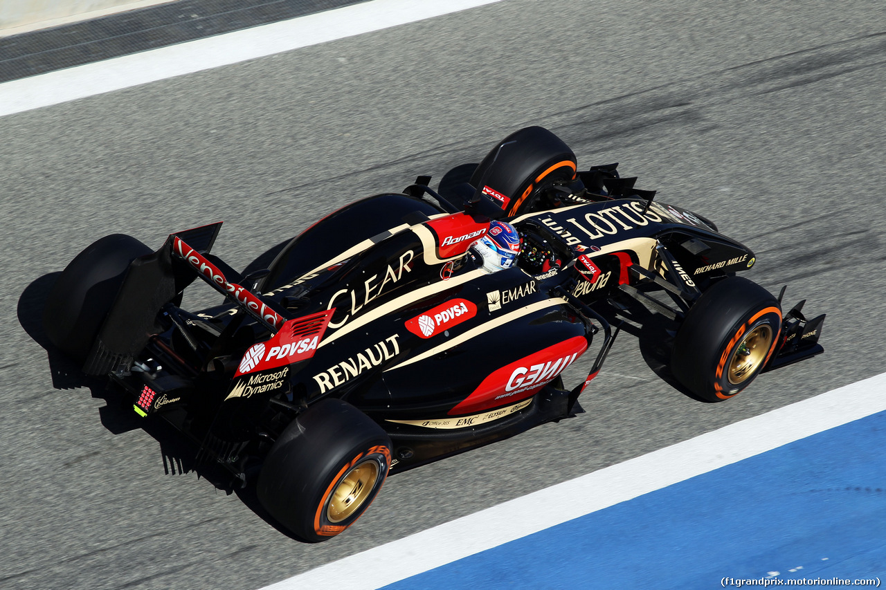 TEST F1 BAHRAIN 02 MARZO, Romain Grosjean (FRA) Lotus F1 E22.
02.03.2014. Formula One Testing, Bahrain Test Two, Day Four, Sakhir, Bahrain.pictures.