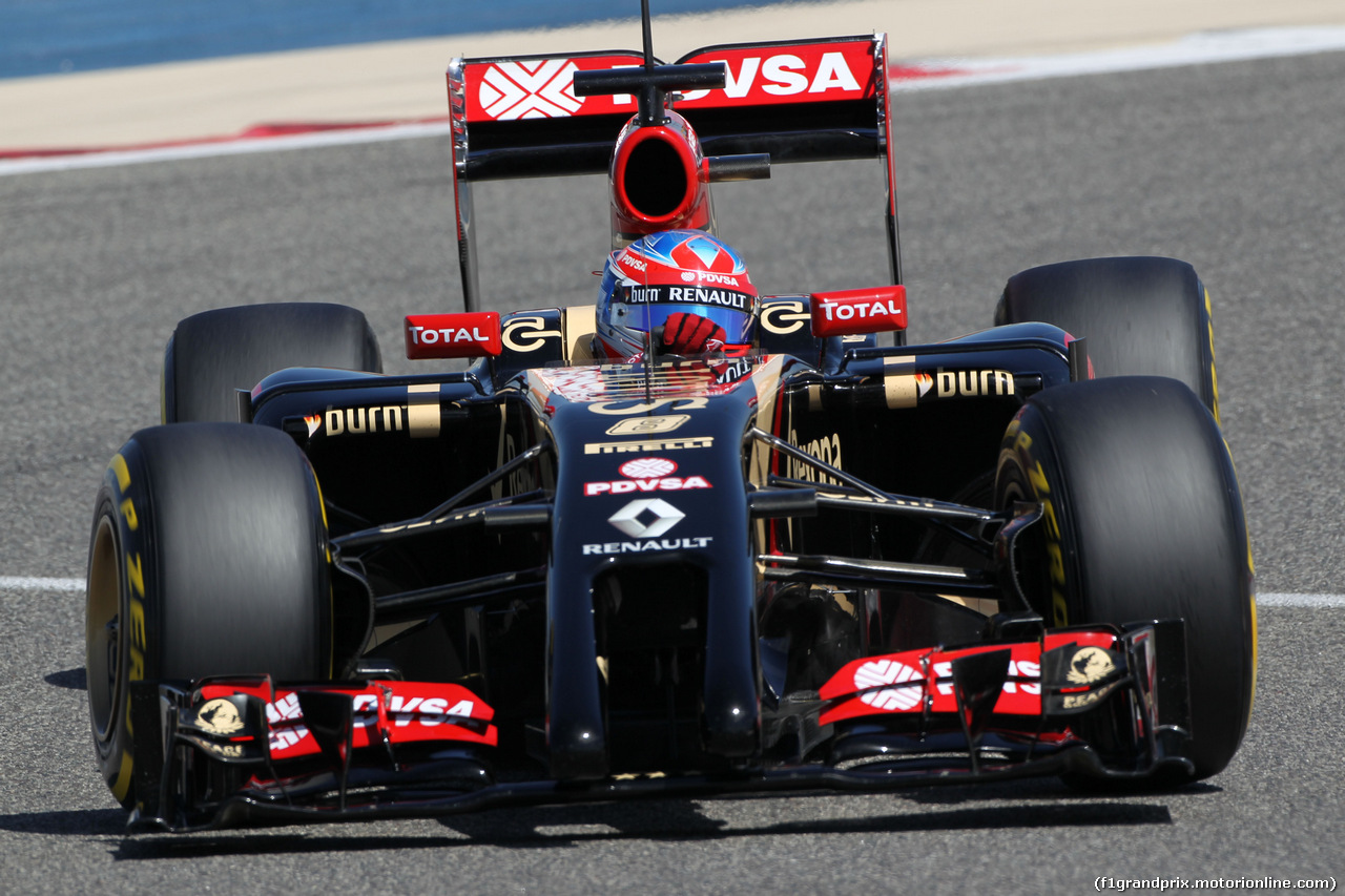 TEST F1 BAHRAIN 02 MARZO, Romain Grosjean (FRA) Lotus F1 E22.
02.03.2014. Formula One Testing, Bahrain Test Two, Day Four, Sakhir, Bahrain.