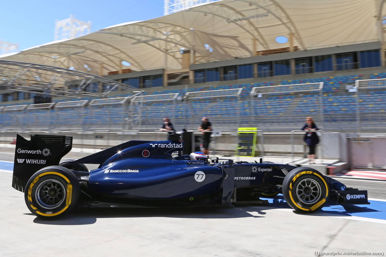 TEST F1 BAHRAIN 02 MARZO, Valtteri Bottas (FIN) Williams FW36 leaves the pits.
02.03.2014. Formula One Testing, Bahrain Test Two, Day Four, Sakhir, Bahrain.