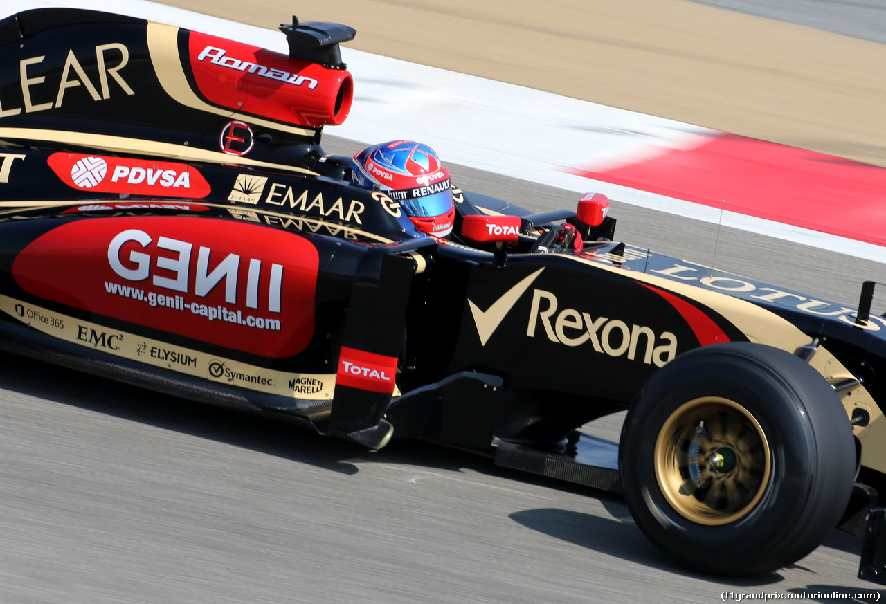 TEST F1 BAHRAIN 19 FEBBRAIO, Romain Grosjean (FRA), Lotus F1 Team 
19.02.2014. Formula One Testing, Bahrain Test One, Day One, Sakhir, Bahrain.
