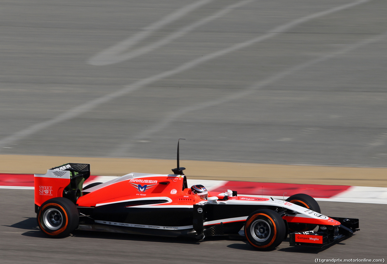 TEST F1 BAHRAIN 19 FEBBRAIO, Jules Bianchi (FRA), Marussia F1 Team  
19.02.2014. Formula One Testing, Bahrain Test One, Day One, Sakhir, Bahrain.
