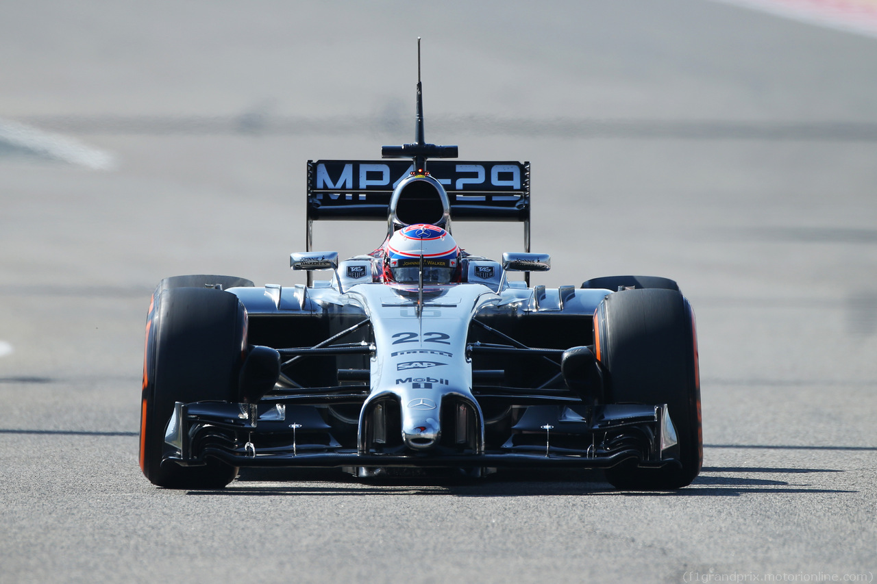 TEST F1 BAHRAIN 22 FEBBRAIO, Jenson Button (GBR) McLaren MP4-29.
22.02.2014. Formula One Testing, Bahrain Test One, Day Four, Sakhir, Bahrain.