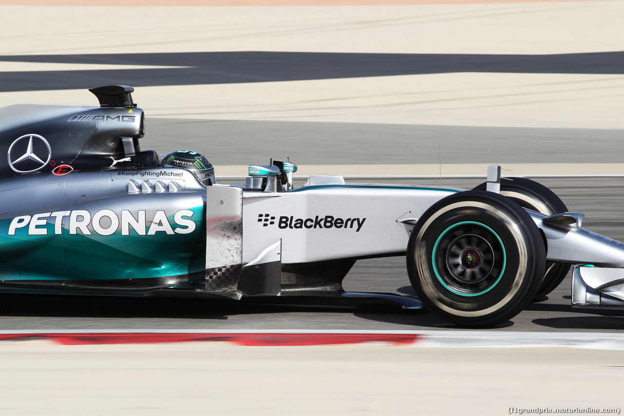 TEST F1 BAHRAIN 22 FEBBRAIO, Nico Rosberg (GER) Mercedes AMG F1 W05.
22.02.2014. Formula One Testing, Bahrain Test One, Day Four, Sakhir, Bahrain.
