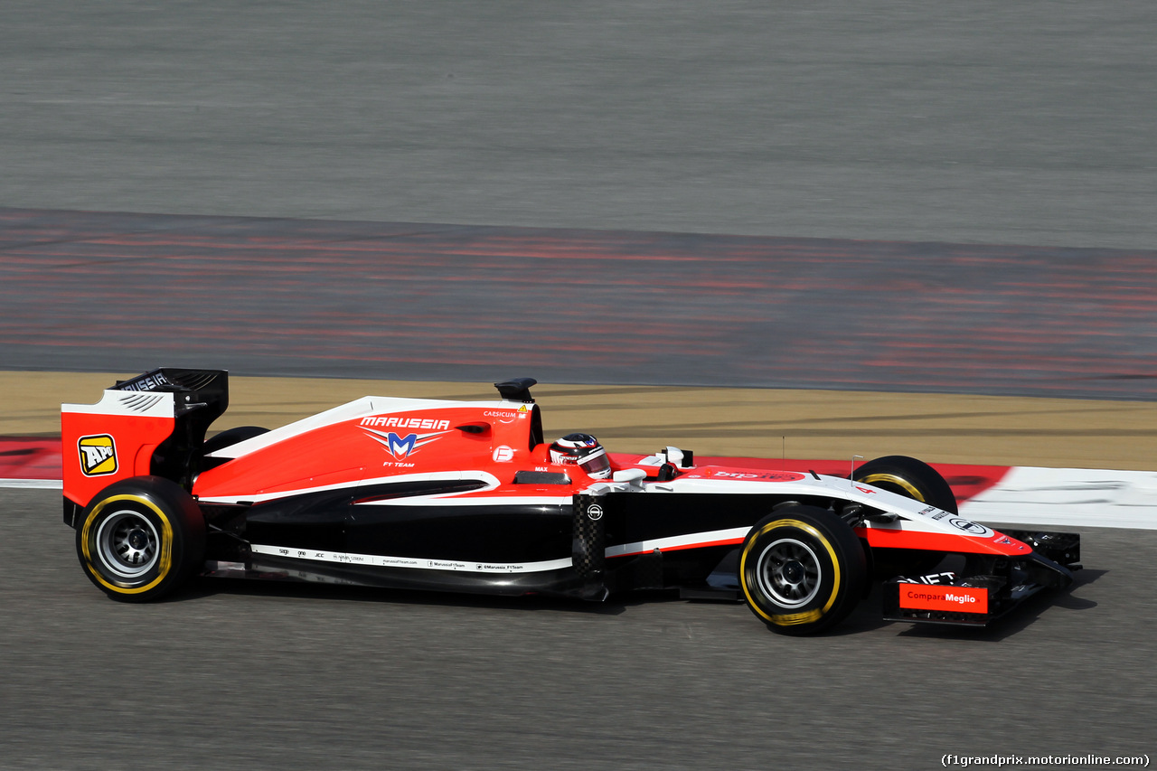 TEST F1 BAHRAIN 27 FEBBRAIO, Max Chilton (GBR) Marussia F1 Team MR03.
27.02.2014. Formula One Testing, Bahrain Test Two, Day One, Sakhir, Bahrain.