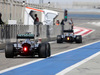 TEST F1 BAHRAIN 27 FEBBRAIO, Nico Rosberg (GER), Mercedes AMG F1 Team e Kevin Magnussen (DEN), McLaren F1 
27.02.2014. Formula One Testing, Bahrain Test Two, Day One, Sakhir, Bahrain.