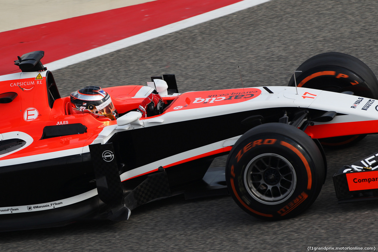 TEST F1 BAHRAIN 28 FEBBRAIO, Jules Bianchi (FRA) Marussia F1 Team MR03.
28.02.2014. Formula One Testing, Bahrain Test Two, Day Two, Sakhir, Bahrain.