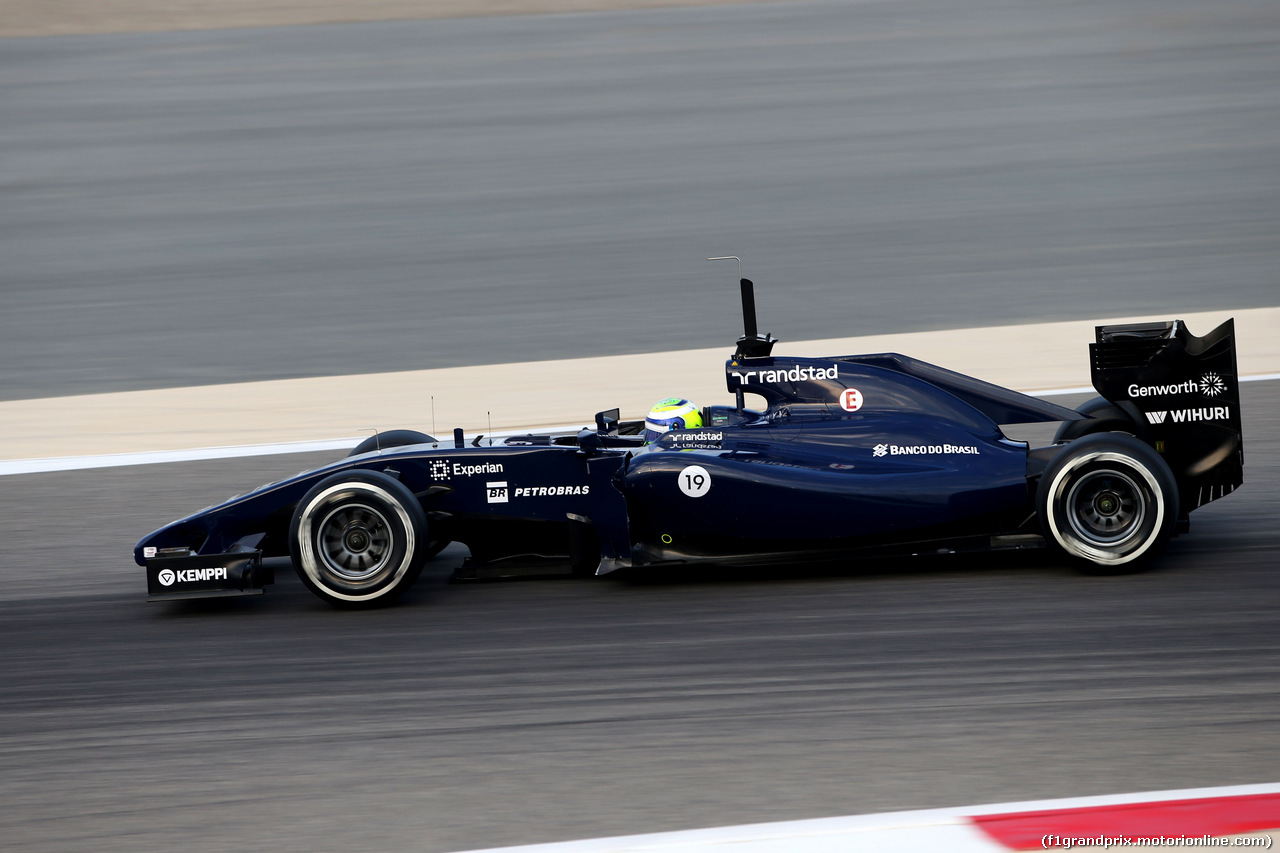 TEST F1 BAHRAIN 28 FEBBRAIO, Felipe Massa (BRA), Williams F1 Team 
28.02.2014. Formula One Testing, Bahrain Test Two, Day Two, Sakhir, Bahrain.