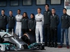 TEST F1 JEREZ 28 GENNAIO, (L to R): Paddy Lowe (GBR) Mercedes AMG F1 Executive Director (Technical); Lewis Hamilton (GBR) Mercedes AMG F1; Nico Rosberg (GER) Mercedes AMG F1; e Toto Wolff (GER) Mercedes AMG F1 Shareholder e Executive Director, at the unveiling of the new Mercedes AMG F1 W05.
28.01.2014. Formula One Testing, Day One, Jerez, Spain.