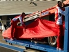 TEST F1 JEREZ 28 GENNAIO, The Ferrari F14-T of Kimi Raikkonen (FIN) Ferrari is recovered back to the pits on the back of a truck.
28.01.2014. Formula One Testing, Day One, Jerez, Spain.