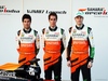 TEST F1 JEREZ 28 GENNAIO, (L to R): Sergio Perez (MEX) Sahara Force India F1 with Daniel Juncadella (ESP) Sahara Force India F1 Team Test e Reserve Driver e Nico Hulkenberg (GER) Sahara Force India F1 at the launch of the Sahara Force India F1 VJM07.
28.01.2014. Formula One Testing, Day One, Jerez, Spain.
