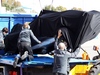 TEST F1 JEREZ 28 GENNAIO, The Mercedes AMG F1 W05 of Lewis Hamilton (GBR) Mercedes AMG F1 is recovered back to the pits on the back of a truck after he crashed at the first corner.
28.01.2014. Formula One Testing, Day One, Jerez, Spain.