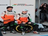 TEST F1 JEREZ 28 GENNAIO, Sergio Perez (MEX) Sahara Force India F1; Daniel Juncadella (ESP) Sahara Force India F1 Team Test e Reserve Driver e team mate Nico Hulkenberg (GER) Sahara Force India F1 at the launch of the new Sahara Force India F1 VJM07