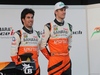 TEST F1 JEREZ 28 GENNAIO, (L to R): Sergio Perez (MEX) Sahara Force India F1 with team mate Nico Hulkenberg (GER) Sahara Force India F1 at the launch of the Sahara Force India F1 VJM07.
28.01.2014. Formula One Testing, Day One, Jerez, Spain.