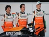 TEST F1 JEREZ 28 GENNAIO, (L to R): Sergio Perez (MEX) Sahara Force India F1 with Daniel Juncadella (ESP) Sahara Force India F1 Team Test e Reserve Driver; e Nico Hulkenberg (GER) Sahara Force India F1 at the launch of the Sahara Force India F1 VJM07.
28.01.2014. Formula One Testing, Day One, Jerez, Spain.