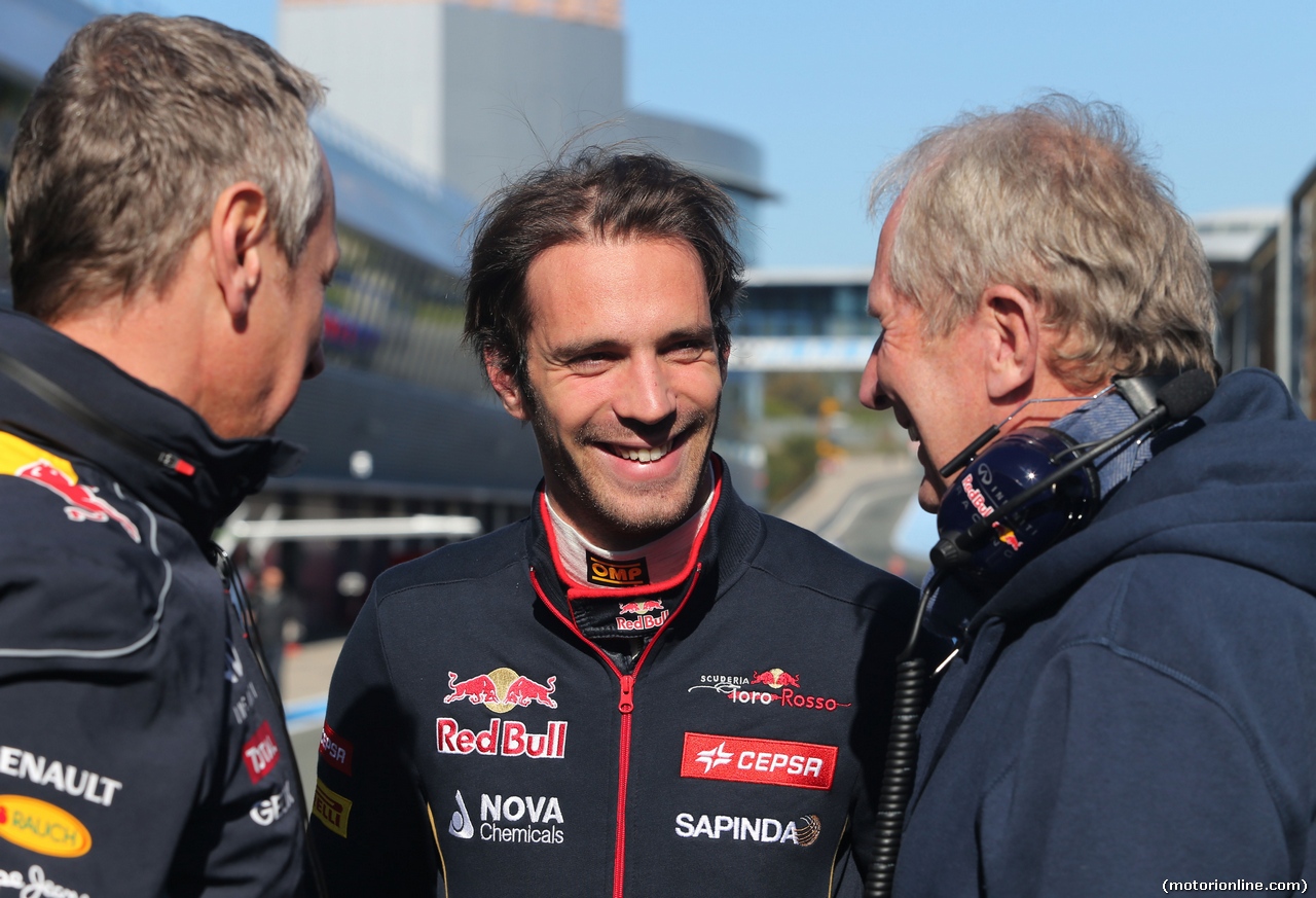 TEST F1 JEREZ 30 GENNAIO, Jean-Eric Vergne (FRA), Scuderia Toro Rosso e Dr Helmut Marko (AUT) Red Bull Motorsport Consultant 
30.01.2014. Formula One Testing, Day Three, Jerez, Spain.