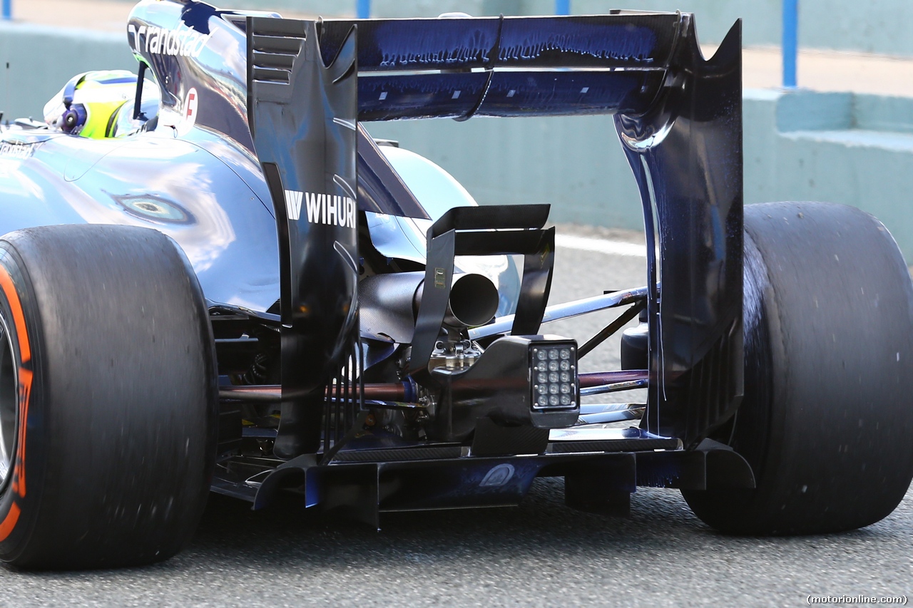 TEST F1 JEREZ 30 GENNAIO, Felipe Massa (BRA) Williams FW36 - rear suspension, rear wing e exhaust detail.
30.01.2014. Formula One Testing, Day Three, Jerez, Spain.