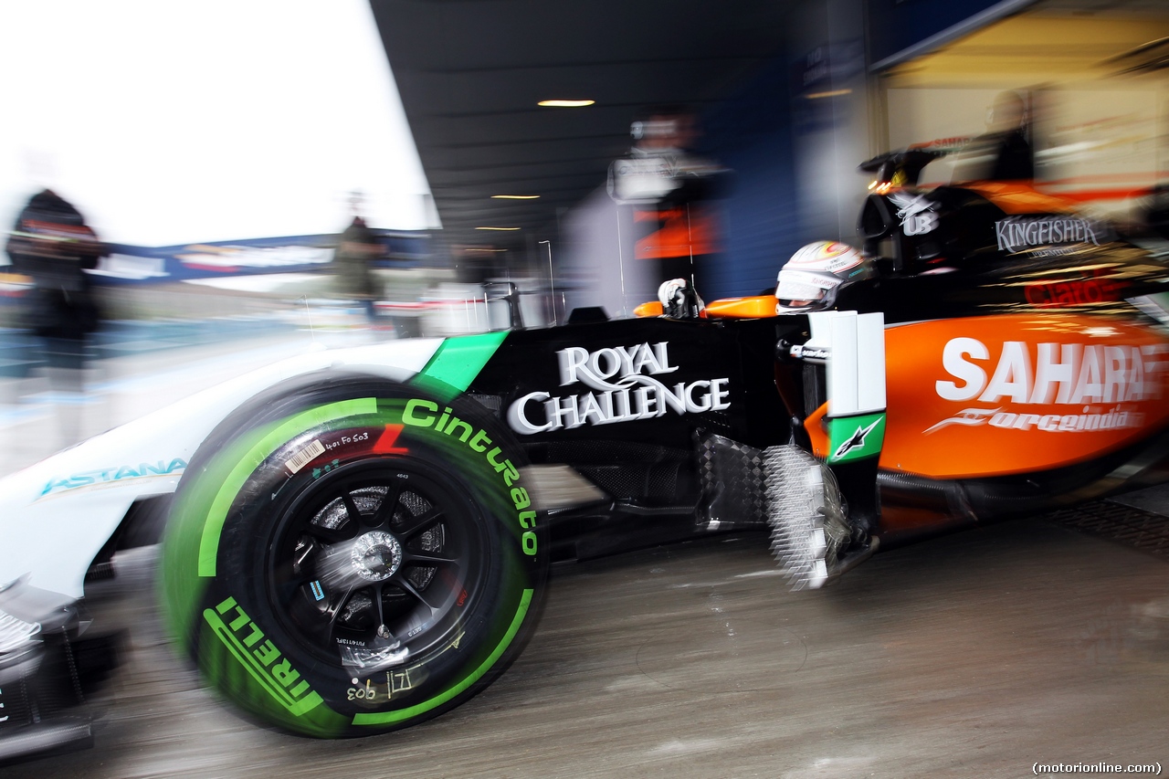 TEST F1 JEREZ 31 GENNAIO, Daniel Juncadella (ESP) Sahara Force India F1 VJM07 Test e Reserve Driver leaves the pits.
31.01.2014. Formula One Testing, Day Four, Jerez, Spain.