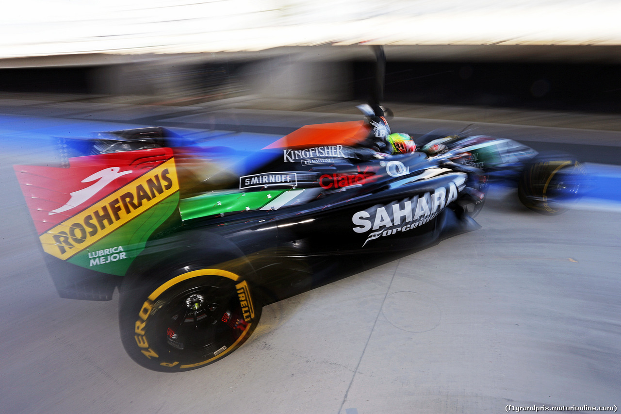TEST SILVERSTONE 08 LUGLIO, Sergio Perez (MEX) Sahara Force India F1 VJM07 leaves the pits.
08.07.2014. Formula One Testing, Silverstone, England, Tuesday.