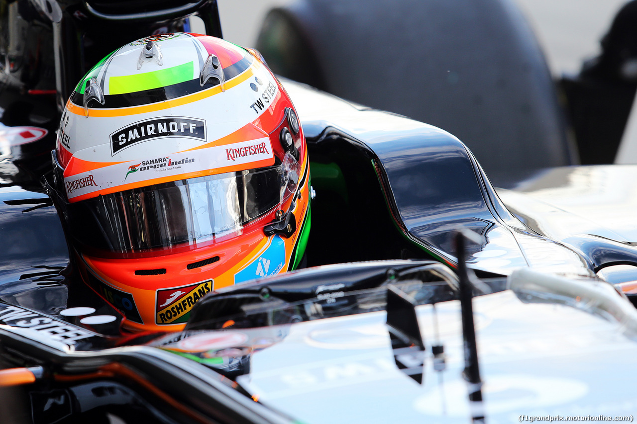 TEST SILVERSTONE 08 LUGLIO, Sergio Perez (MEX) Sahara Force India F1 VJM07.
08.07.2014. Formula One Testing, Silverstone, England, Tuesday.