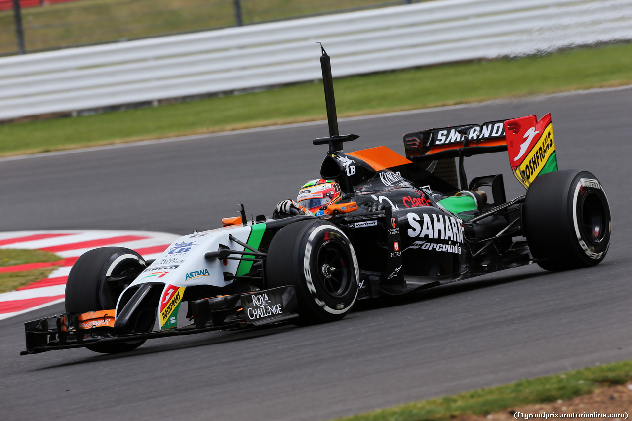 TEST SILVERSTONE 08 LUGLIO, Sergio Perez (MEX) Sahara Force India F1 VJM07.
08.07.2014. Formula One Testing, Silverstone, England, Tuesday.