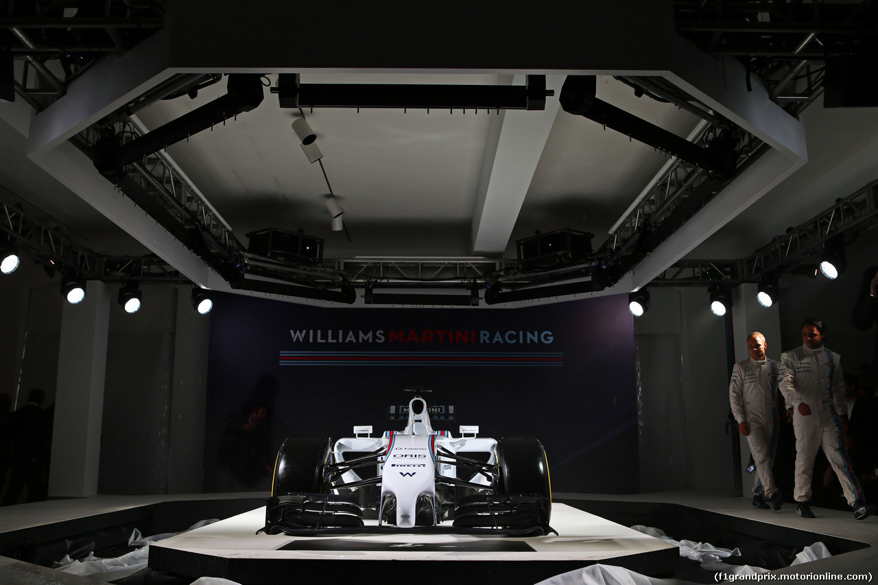 WILLIAMS MARTINI RACING FW36, The Williams FW36 with Martini livery is unveiled.
06.03.2014. Formula One Launch, Williams FW36 Official Unveiling, London, England.