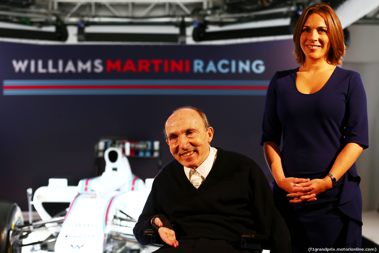 WILLIAMS MARTINI RACING FW36, (L to R): Frank Williams (GBR) Williams Team Owner with Claire Williams (GBR) Williams Deputy Team Principal.
06.03.2014. Formula One Launch, Williams FW36 Official Unveiling, London, England.