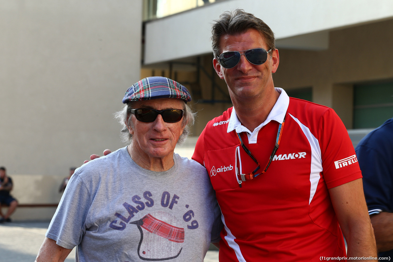 GP ABU DHABI, 26.11.2015 - Sir Jackie Stewart (GBR) e Graeme Lowdon (GBR) President of Marussia Virgin Racing