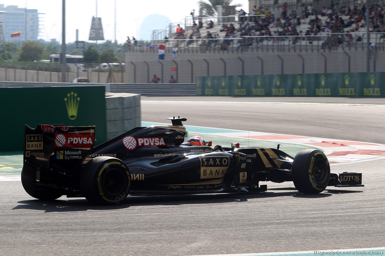GP ABU DHABI, 28.11.2015 - Prove Libere 3, Romain Grosjean (FRA) Lotus F1 Team E23