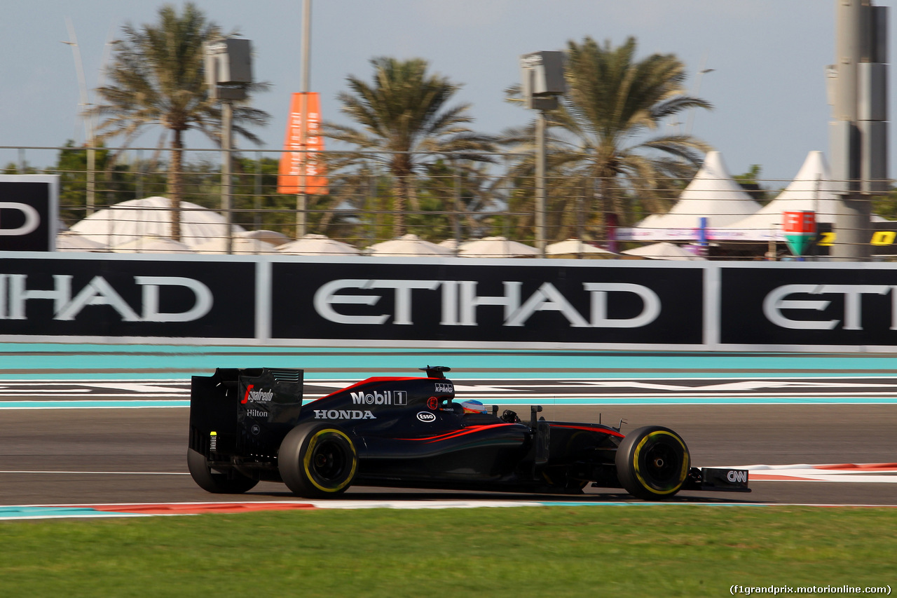 GP ABU DHABI, 27.11.2015 - Prove Libere 1, Fernando Alonso (ESP) McLaren Honda MP4-30