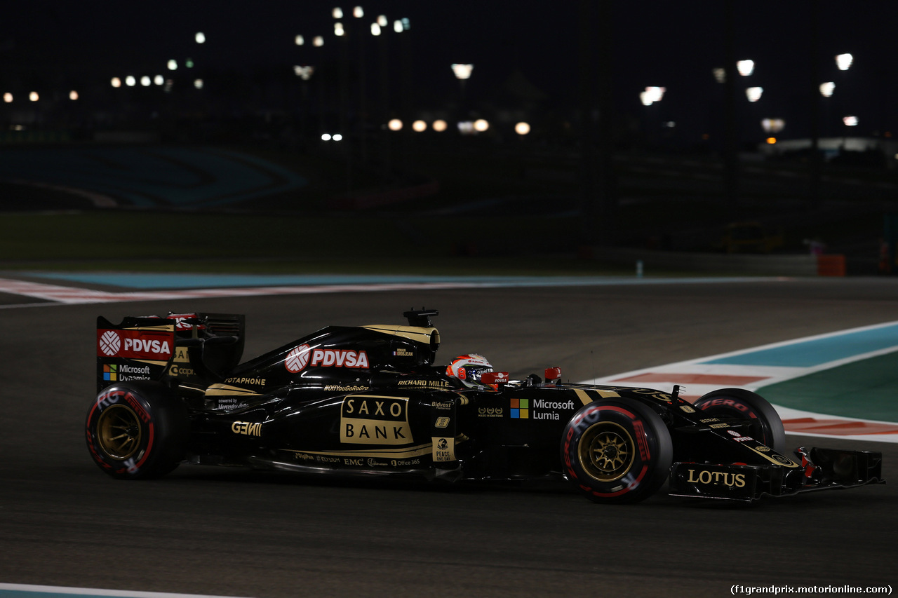 GP ABU DHABI, 27.11.2015 - Prove Libere 2, Romain Grosjean (FRA) Lotus F1 Team E23