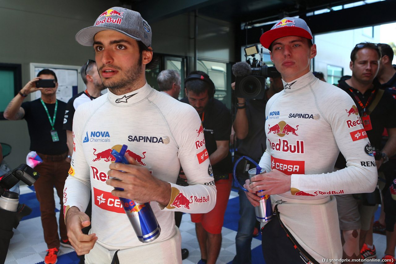 GP AUSTRALIA, 15.03.2015 - Carlos Sainz Jr (ESP) Scuderia Toro Rosso STR10 e Max Verstappen (NED) Scuderia Toro Rosso STR10