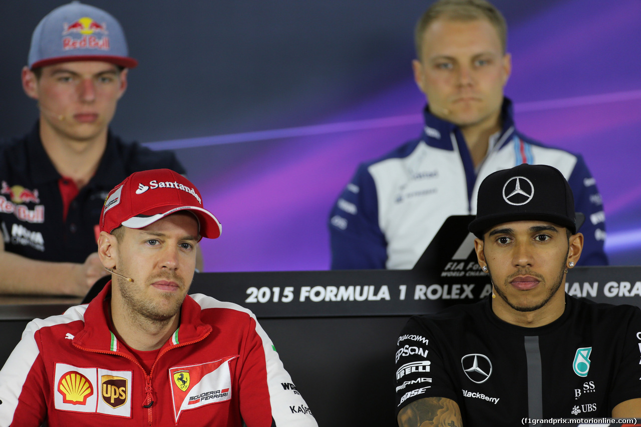 GP AUSTRALIA, 12.03.2015 - Conferenza Stampa, Sebastian Vettel (GER) Ferrari SF15-T e Lewis Hamilton (GBR) Mercedes AMG F1 W06