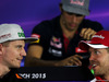 GP AUSTRIA, (L to R): Nico Hulkenberg (GER) Sahara Force India F1 with Sebastian Vettel (GER) Ferrari in the FIA Press Conference.
18.06.2015.