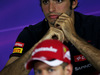 GP AUSTRIA, Carlos Sainz Jr (ESP) Scuderia Toro Rosso e Sebastian Vettel (GER) Ferrari in the FIA Press Conference.
18.06.2015.