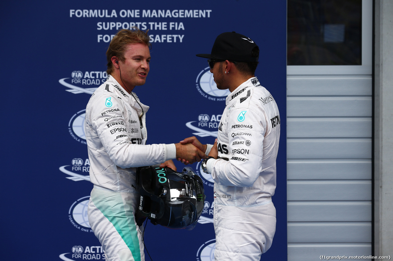 GP AUSTRIA, 20.06.2015- after Qualifiche celebration, Pole Position Lewis Hamilton (GBR) Mercedes AMG F1 W06 , 2nd Nico Rosberg (GER) Mercedes AMG F1 W06