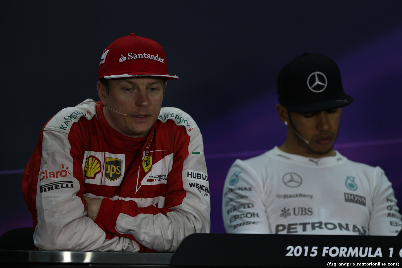 GP BAHRAIN, 19.04.2015 - Gara, Conferenza Stampa, Kimi Raikkonen (FIN) Ferrari SF15-T e Lewis Hamilton (GBR) Mercedes AMG F1 W06