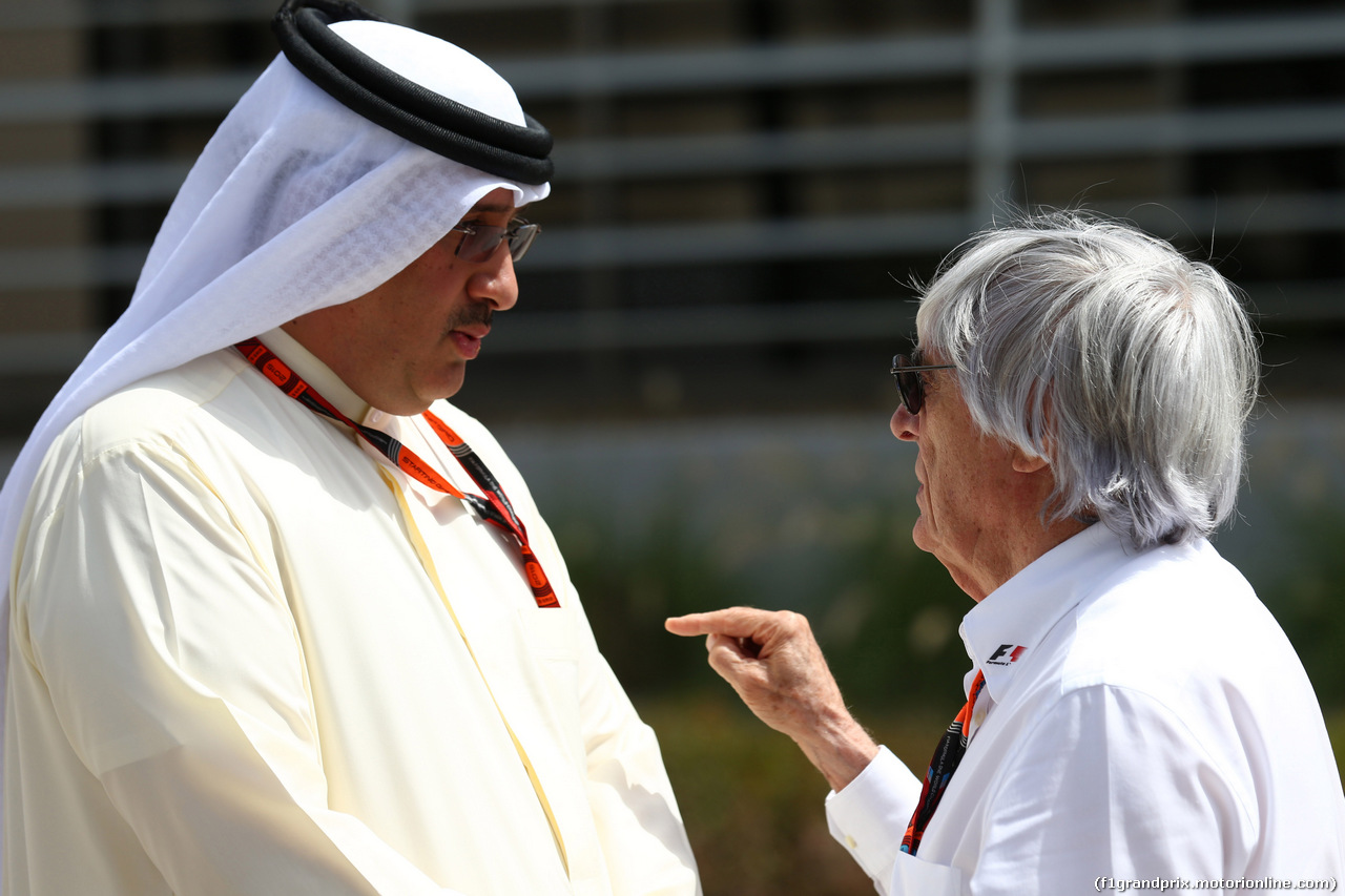 GP BAHRAIN, 17.04.2015 - Prove Libere 1, Bernie Ecclestone (GBR), President e CEO of FOM