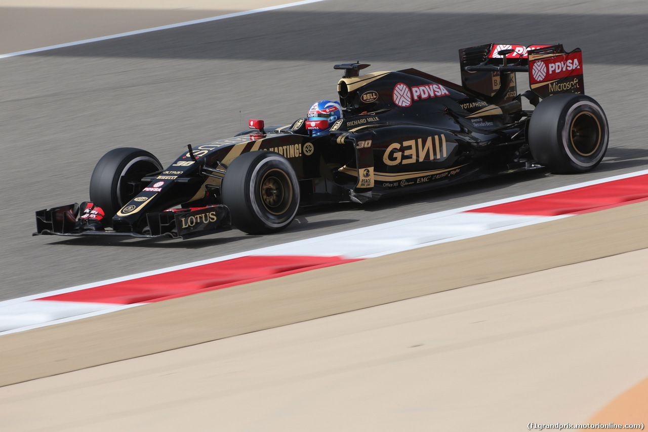 GP BAHRAIN, 17.04.2015 - Prove Libere 1, Jolyon Palmer (GBR) Test Driver, Lotus F1 Team