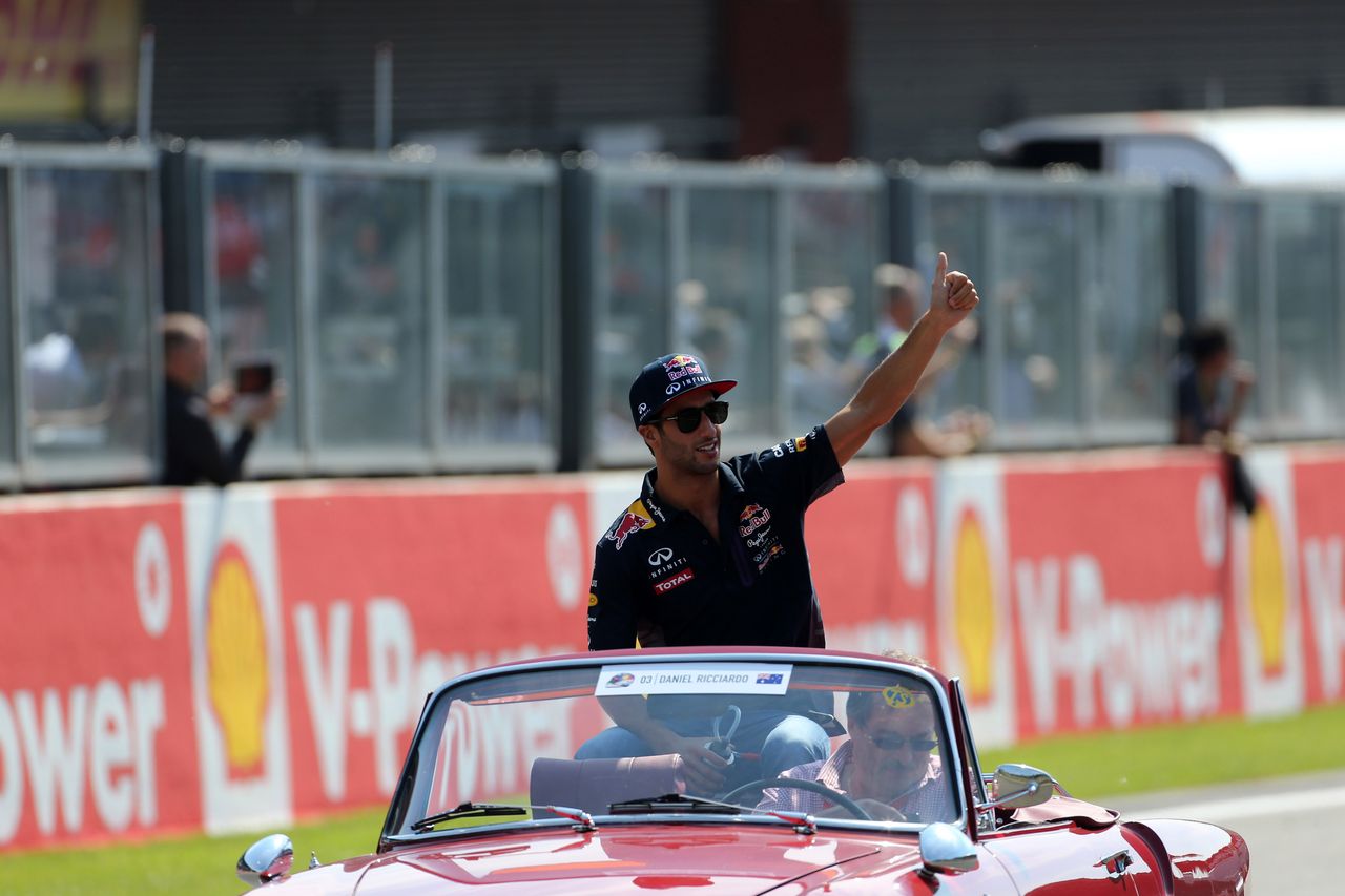 GP BELGIO, 23.08.2015 - Daniel Ricciardo (AUS) Red Bull Racing RB11 at drivers parade