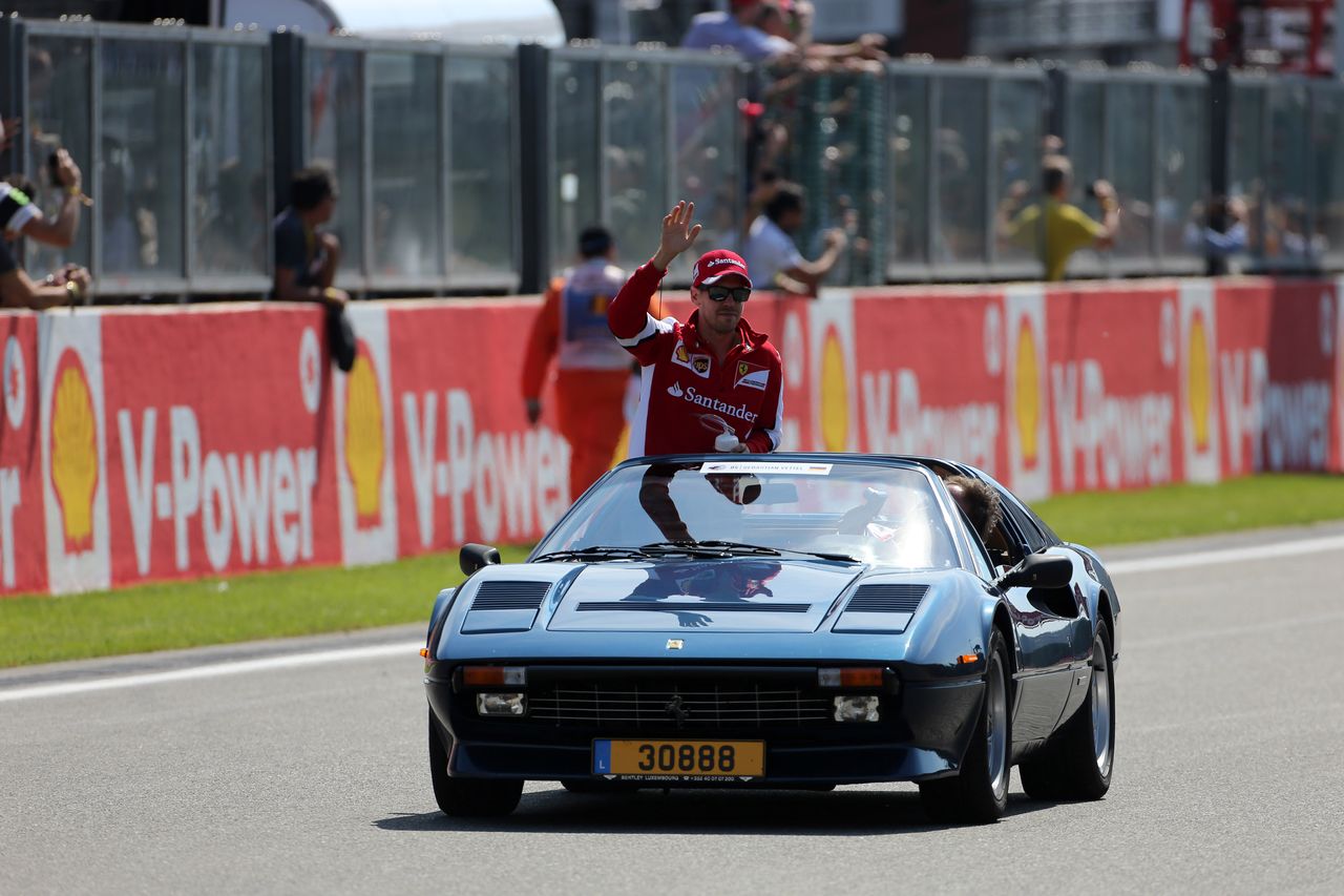 GP BELGIO, 23.08.2015 - Sebastian Vettel (GER) Ferrari SF15-T at drivers parade