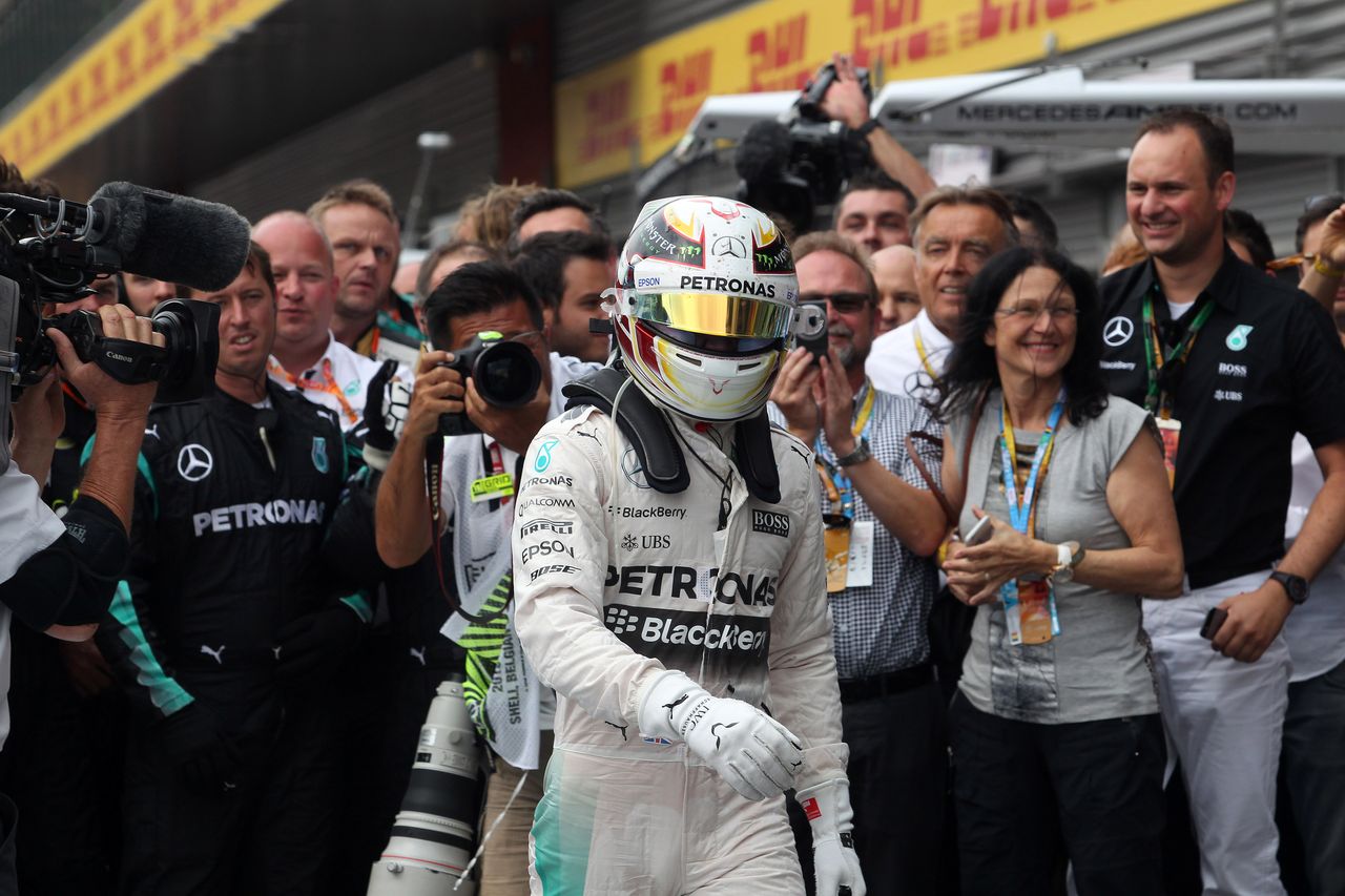 GP BELGIO, 23.08.2015 - Gara, 1st position Lewis Hamilton (GBR) Mercedes AMG F1 W06