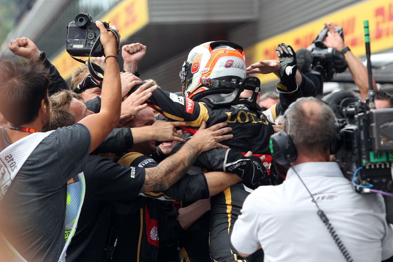 GP BELGIO, 23.08.2015 - Gara, terzo Romain Grosjean (FRA) Lotus F1 Team E23